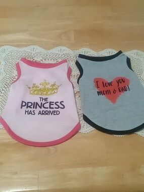 Two nwot female doggie shirts, for teeny tiny dog